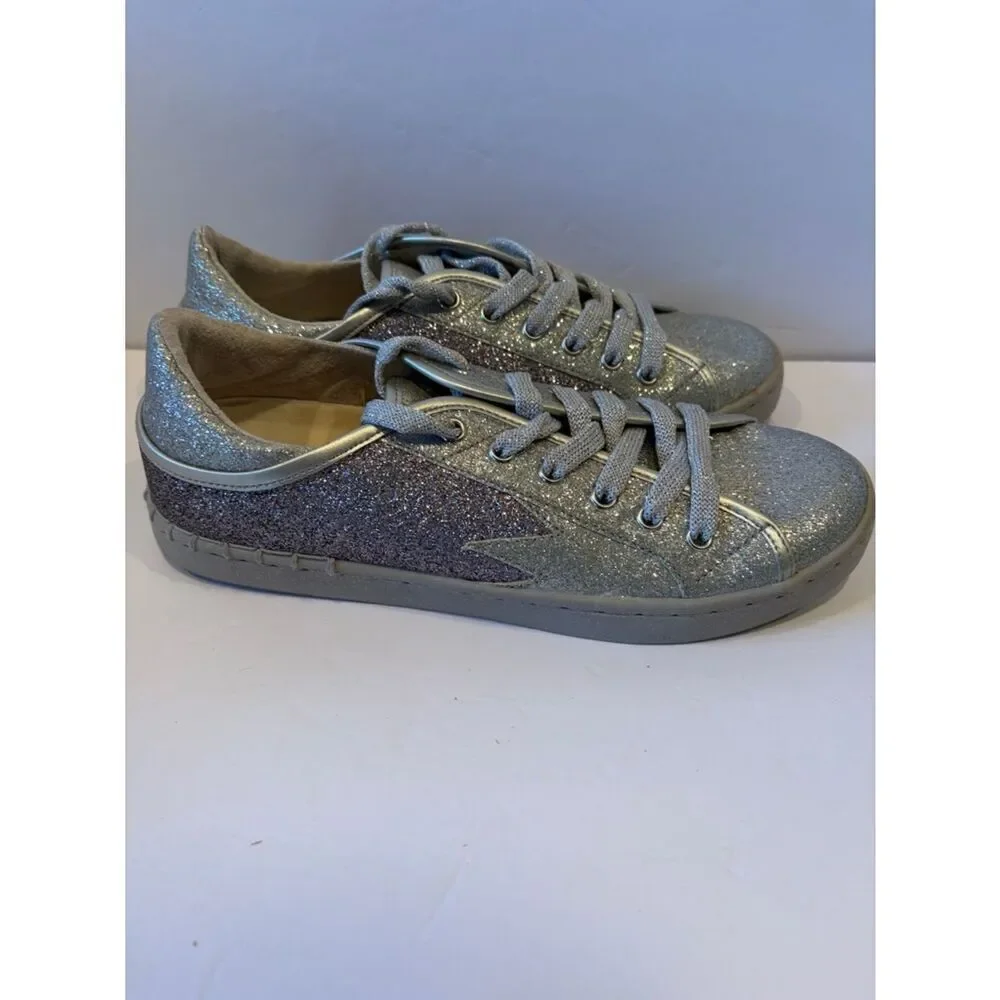 Sparkle Glitter Lace-Up Sneakers - Silver GB GIANNI BINI